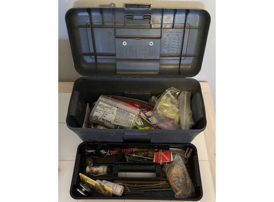Ace Plastic Tool Box With Assorted Tools & Parts