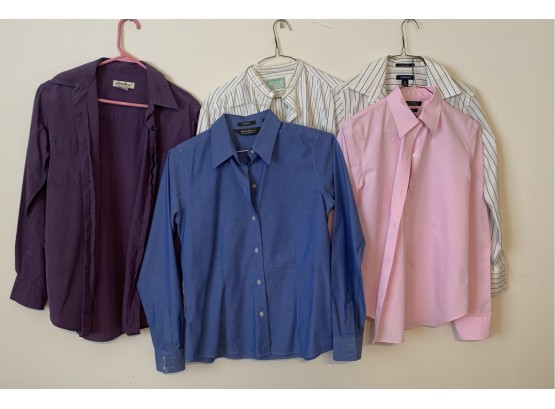(5) Long Sleeve Button Up Shirts Sizes Small And Medium