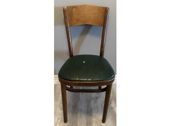 Dark Stained Vintage Green Upholstered Chair