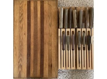 Large Wooden Cutting Board With Tramontina And Chicago Cutlery