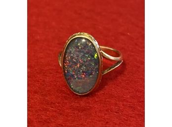 14k Gold Ring With Galaxy Opal Size 6.25