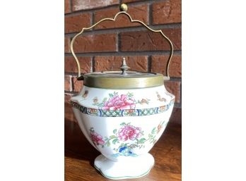 Crescent Ware Old Swansea Jc And Sons Biscuit Barrel Wit Brass Lid And Handle
