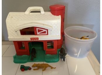 Fisher Price Farm House With Assorted Plastic And Metal Toys