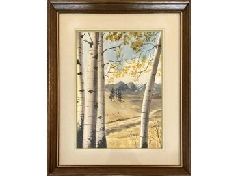 Autumn Hills Original Watercolor In Frame