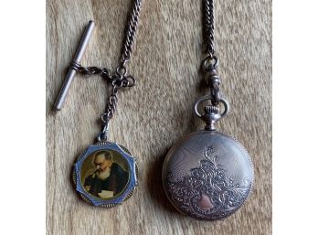 Rudisill Bros Pocket Watch With Chain And Emblem