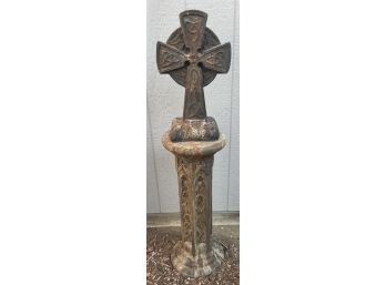 Large Stone Cross On Pedestal