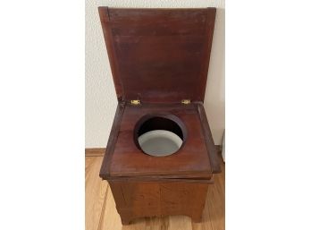 Antique Wooden Commode With Pot (as Is)
