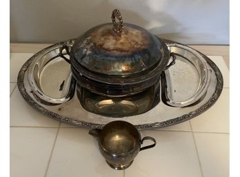 Collection Of Plate Silver Including Lidded Serving Dish And More