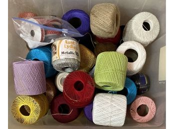 Collection Of Assorted Crocheting Thread And Ribbon