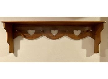 Wooden Wall Shelf With Heart Cut Outs