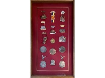 Collection Of Pins And Medals In Shadow Box