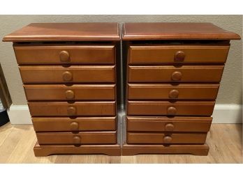 (2) Small Wooden 6-drawer Organizers With Contents