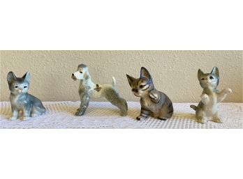 Collection Of 4 Cat & Dog Ceramic Figurines Including Corlandorf Poodle