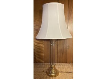 Brass & Glass Lamp With White Shade