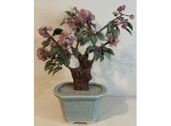 Glass Asian Influened Floral Bonsai Tree Decor