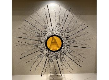 Metal & Glass Sun Candle Holder With Mount
