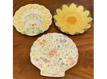 (3) Floral Ceramic Platters