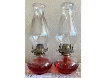 (2) Vintage Lamplight Farms Oil Lamps