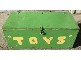 Green Handmade & Painted Toy Chest (as Is)