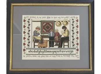 'giving Thanks' Cross Stitch In Frame