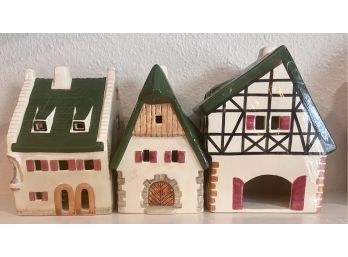 Lot Of 3 Leyk Lichthauser Ceramic German Houses
