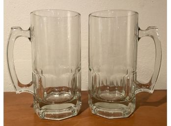 2 Large Heavy Beer Glasses