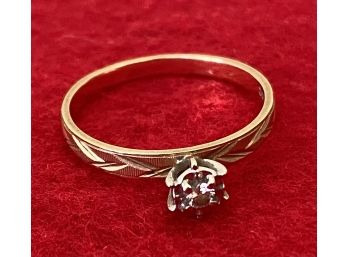 14k Gold Ring With Tiny Diamond