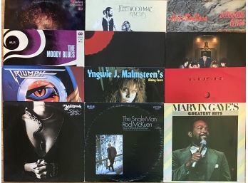 (12) Assorted Vinyl Records Including The Moody Blues, Marvin Gaye's Greatest Hits, & More