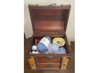 Wood Veneer Treasure Box With Contents