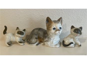 3 Small Cat Figurines