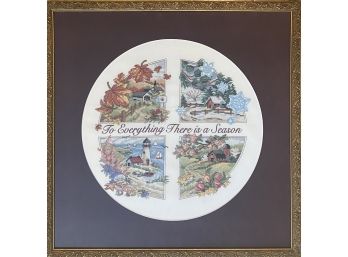 Crosstitch Embroidered Framed To Everything There Is A Season Wall Hanging