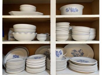 Large Collection Of Pfaltzgraf White And Blue Ceramic Dinnerware Set (approx. 54 Pieces)
