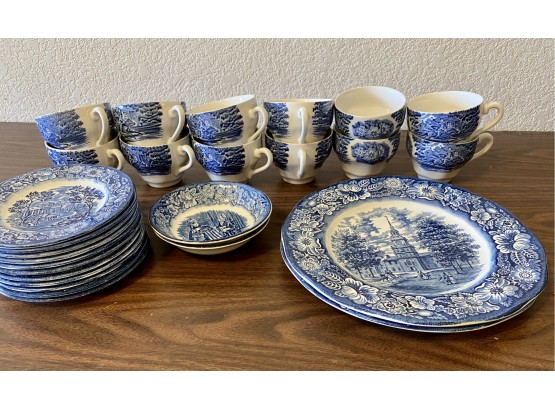 Collection Of Liberty Blue Of England China Tea Set