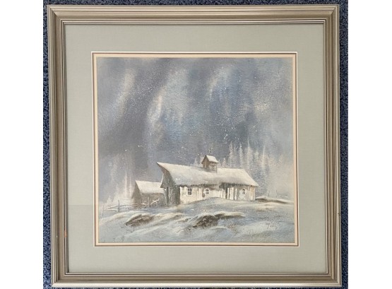 Tom Owen Artist Signed Watercolor 'rustic Winter'