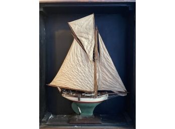The Daisy  Large Antique Model Ship In Antique Display Case With Open Glass Door