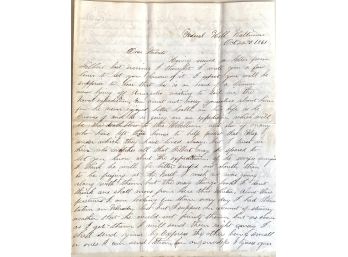 Handwritten Civil War Letter Dated October 22nd, 1861 Letter To Parents From Federal Hill Baltimore Hopkins