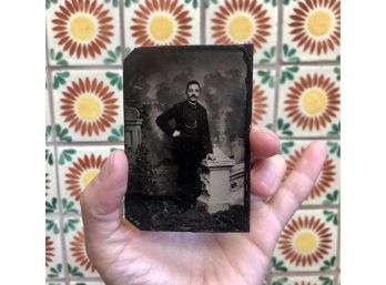 Antique Tintype Photograph Of Dapper Man Looking Foward