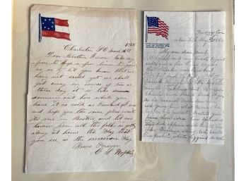 Handwritten Civil War Letters From Charleston & New York Dated 1861