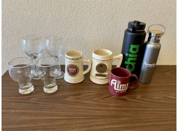 Lot Of Cups, Glasses And Insulated Water Bottles.