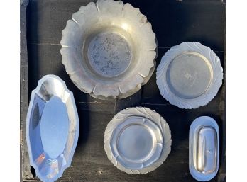 Grouping Of Pewter Plates And Bowls -Some Monogrammed