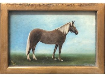 Artist Signed And Dated  1900 Folk Art Horse Painting