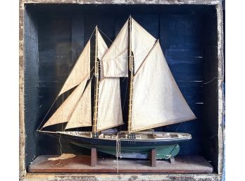 Antique Crated Model Ship Good Condition