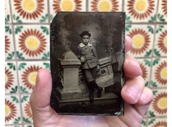 Antique Tintype Photograph Of Child Posing