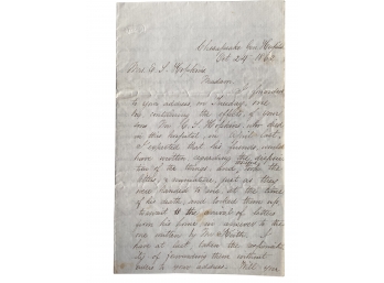 Handwritten Civil War Letter Dated October 24th, 1862 -Touching Condolence Letter To Grieving Mother
