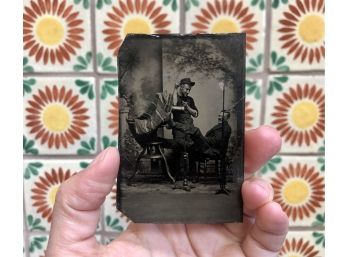 Antique Tintype Photograph Of Men Playing With Camera