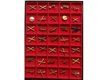 Collection Of Vintage Military Lapel Crossed Rifles Pins