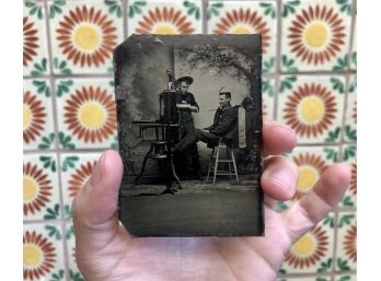 Antique Tintype Photograph Of Men Having Fun