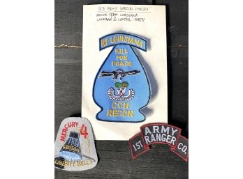 Grouping Of Military Special Forces Patches Including RT Louisiana Kill For Peace