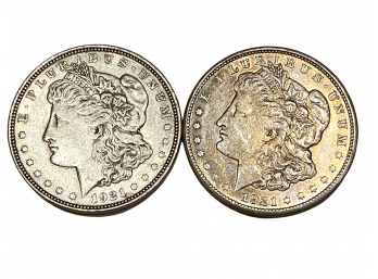 1921 Pair Of TWO U.S. Morgan Silver Dollars