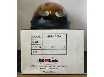 GR8lids Medium Chrome Flamed Helmet